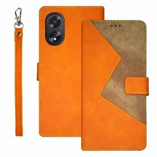 For OPPO A38 4G idewei Two-color Splicing Leather Phone Case(Orange)