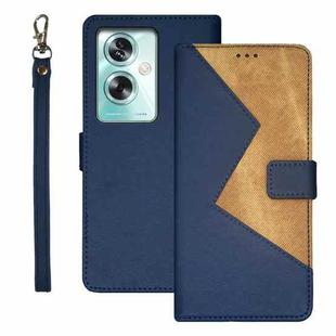 For OPPO A79 5G Global idewei Two-color Splicing Leather Phone Case(Blue)
