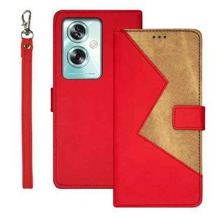 For OPPO A79 5G Global idewei Two-color Splicing Leather Phone Case(Red)