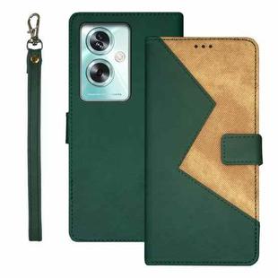 For OPPO A79 5G Global idewei Two-color Splicing Leather Phone Case(Green)