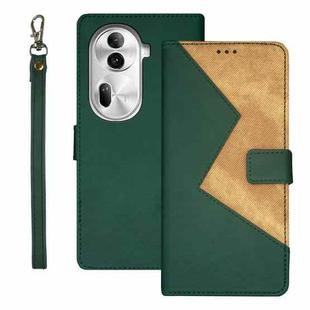 For OPPO Reno11 Pro 5G Global idewei Two-color Splicing Leather Phone Case(Green)