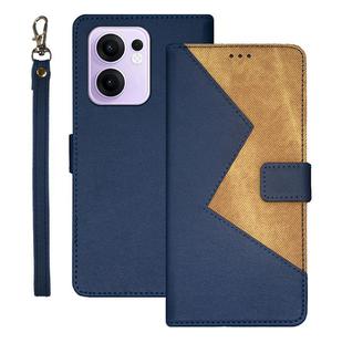 For OPPO Reno13 F 5G idewei Two-color Splicing Leather Phone Case(Blue)