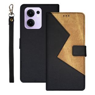 For OPPO Reno13 F 5G idewei Two-color Splicing Leather Phone Case(Black)