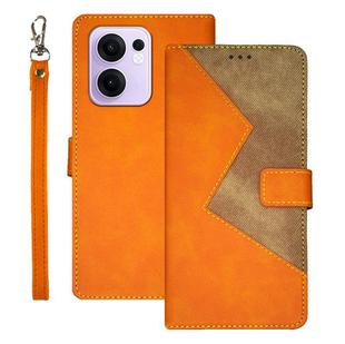 For OPPO Reno13 F 5G idewei Two-color Splicing Leather Phone Case(Orange)