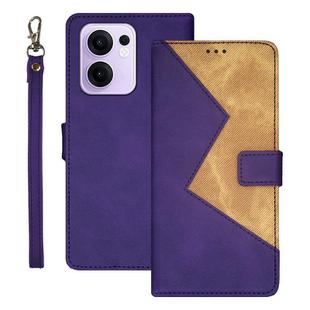 For OPPO Reno13 F 5G idewei Two-color Splicing Leather Phone Case(Purple)