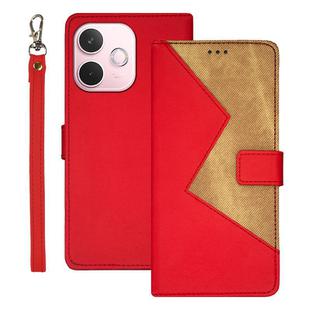 For OPPO A5 Pro 5G Global idewei Two-color Splicing Leather Phone Case(Red)