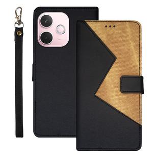 For OPPO A5 Pro 5G Global idewei Two-color Splicing Leather Phone Case(Black)