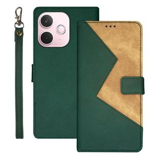 For OPPO A5 Pro 5G Global idewei Two-color Splicing Leather Phone Case(Green)
