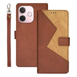 For OPPO A5 Pro 5G Global idewei Two-color Splicing Leather Phone Case(Brown)