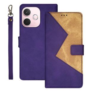 For OPPO A5 Pro 5G Global idewei Two-color Splicing Leather Phone Case(Purple)