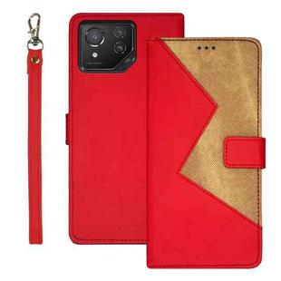 For ASUS ROG Phone 8 idewei Two-color Splicing Leather Phone Case(Red)