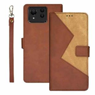 For ASUS Zenfone 11 Ultra idewei Two-color Splicing Leather Phone Case(Brown)