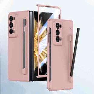 For Honor Magic V2 Integrated Skin Feel PC Phone Case with Pen / Pen Box(Pink)