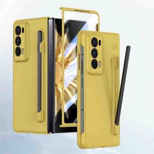 For Honor Magic V2 Integrated Skin Feel PC Phone Case with Pen / Pen Box(Yellow)