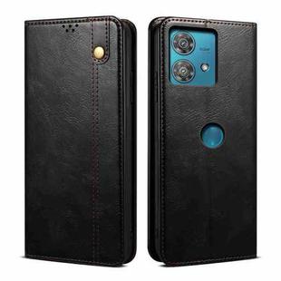 For Motorola Edge 40 Neo Oil Wax Crazy Horse Texture Leather Phone Case(Black)