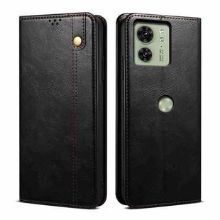 For Motorola Edge 40 Oil Wax Crazy Horse Texture Leather Phone Case(Black)