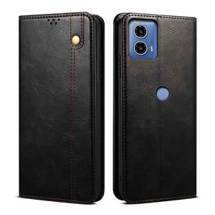 For Motorola Moto G34 Oil Wax Crazy Horse Texture Leather Phone Case(Black)