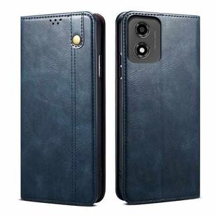 For Motorola Moto E14 Oil Wax Crazy Horse Texture Leather Phone Case(Blue)