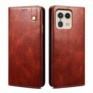 For Motorola Edge 50 Ultra Oil Wax Crazy Horse Texture Leather Phone Case(Brown)