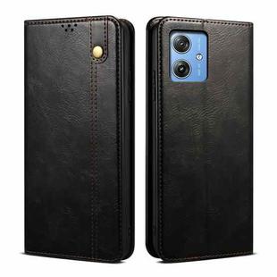 For Motorola Moto G54 5G Global Oil Wax Crazy Horse Texture Leather Phone Case(Black)