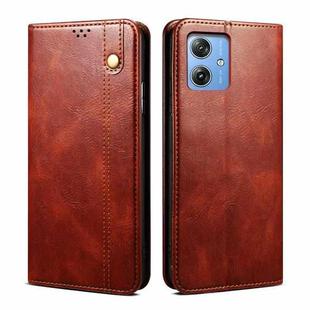 For Motorola Moto G54 Power 5G Oil Wax Crazy Horse Texture Leather Phone Case(Brown)