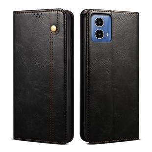 For Motorola Moto G34 5G / G45 5G Oil Wax Crazy Horse Texture Leather Phone Case(Black)