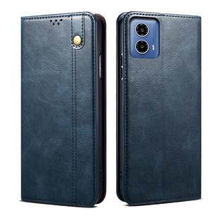 For Motorola Moto G34 5G / G45 5G Oil Wax Crazy Horse Texture Leather Phone Case(Blue)