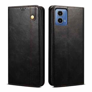 For Motorola Moto G35 Oil Wax Crazy Horse Texture Leather Phone Case(Black)