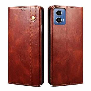 For Motorola Moto G35 Oil Wax Crazy Horse Texture Leather Phone Case(Brown)