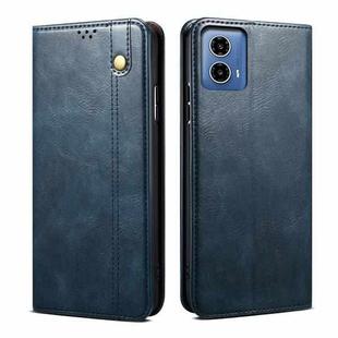 For Motorola Moto G35 Oil Wax Crazy Horse Texture Leather Phone Case(Blue)