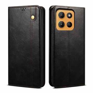 For Motorola Moto G15 Oil Wax Crazy Horse Texture Leather Phone Case(Black)