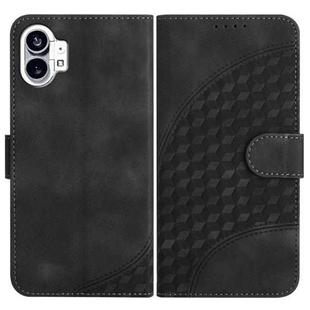 For Nothing Phone 1 YX0060 Elephant Head Embossed Phone Leather Case with Lanyard(Black)