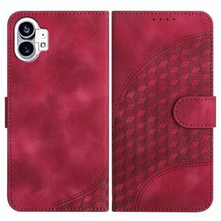 For Nothing Phone 1 YX0060 Elephant Head Embossed Phone Leather Case with Lanyard(Rose Red)