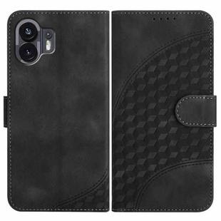 For Nothing Phone 2 YX0060 Elephant Head Embossed Phone Leather Case with Lanyard(Black)