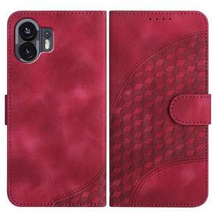For Nothing Phone 2 YX0060 Elephant Head Embossed Phone Leather Case with Lanyard(Rose Red)