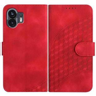 For Nothing Phone 2 YX0060 Elephant Head Embossed Phone Leather Case with Lanyard(Red)