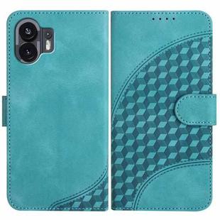 For Nothing Phone 2 YX0060 Elephant Head Embossed Phone Leather Case with Lanyard(Light Blue)