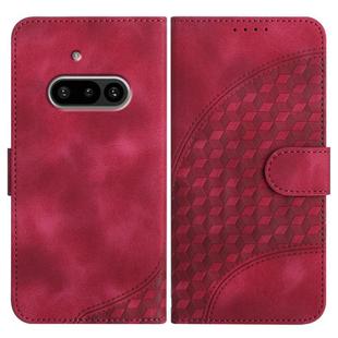 For Nothing Phone 3a Elephant Head Embossed Phone Leather Case with Lanyard(Rose Red)