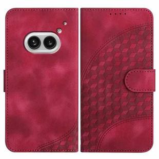 For Nothing Phone 2a Elephant Head Embossed Phone Leather Case with Lanyard(Rose Red)