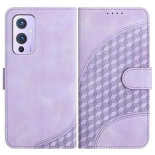 For OnePlus 9 YX0060 Elephant Head Embossed Phone Leather Case with Lanyard(Light Purple)