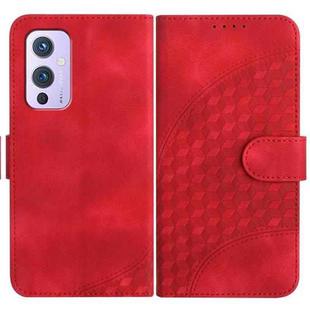 For OnePlus 9 YX0060 Elephant Head Embossed Phone Leather Case with Lanyard(Red)