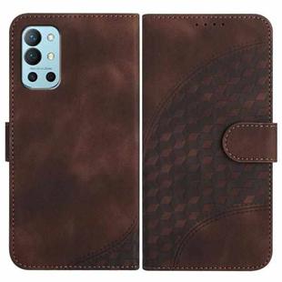 For OnePlus 9R 5G YX0060 Elephant Head Embossed Phone Leather Case with Lanyard(Coffee)