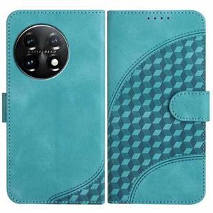 For OnePlus 11 YX0060 Elephant Head Embossed Phone Leather Case with Lanyard(Light Blue)