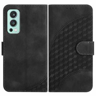 For OnePlus Nord 2 5G YX0060 Elephant Head Embossed Phone Leather Case with Lanyard(Black)