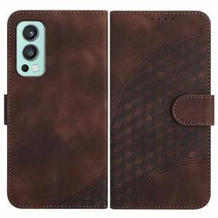 For OnePlus Nord 2 5G YX0060 Elephant Head Embossed Phone Leather Case with Lanyard(Coffee)