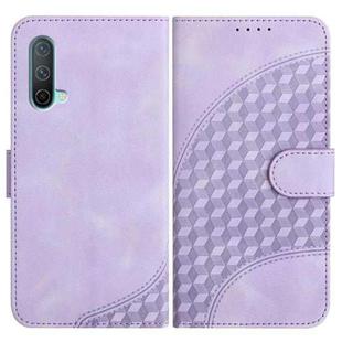 For OnePlus Nord CE 5G YX0060 Elephant Head Embossed Phone Leather Case with Lanyard(Light Purple)