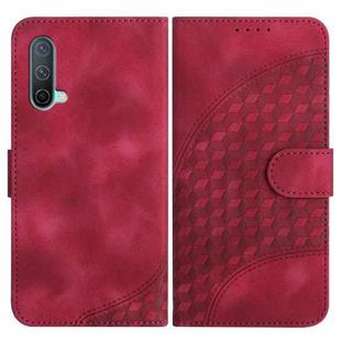 For OnePlus Nord CE 5G YX0060 Elephant Head Embossed Phone Leather Case with Lanyard(Rose Red)