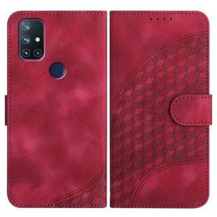 For OnePlus Nord N10 5G YX0060 Elephant Head Embossed Phone Leather Case with Lanyard(Rose Red)