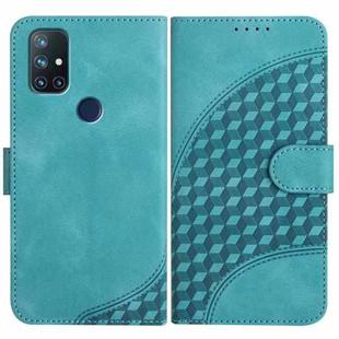 For OnePlus Nord N10 5G YX0060 Elephant Head Embossed Phone Leather Case with Lanyard(Light Blue)