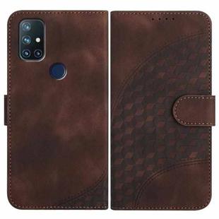 For OnePlus Nord N10 5G YX0060 Elephant Head Embossed Phone Leather Case with Lanyard(Coffee)